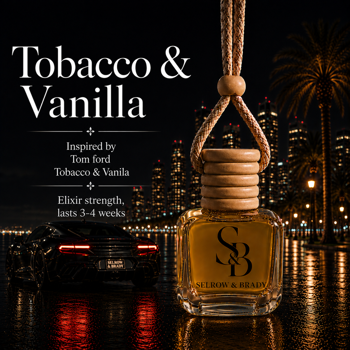 Tobacco & Vanilla - Inspired by Tom Ford - Elixir Strength Luxury Fragrance Hanging Diffuser Car Air freshener