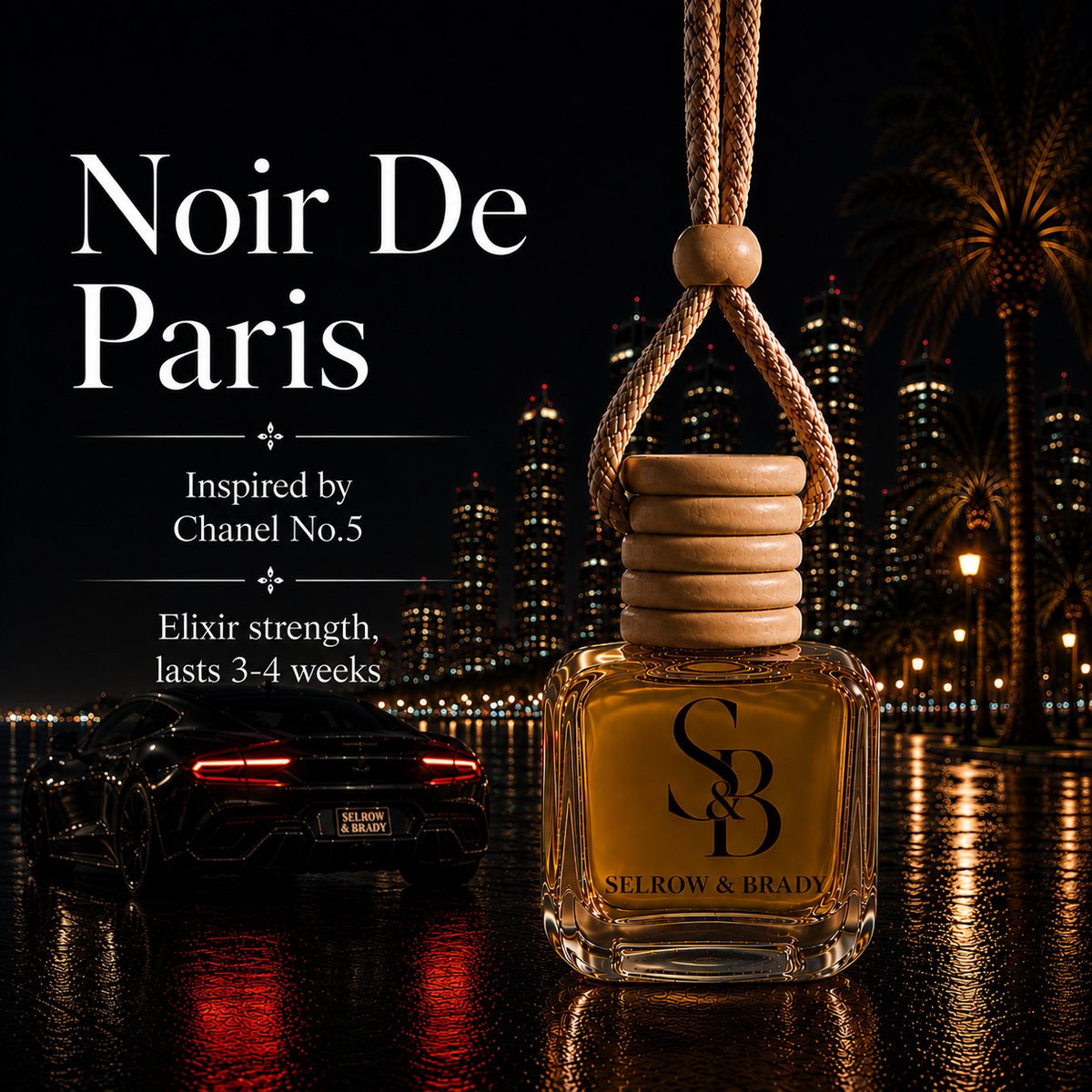 Noir De Paris - Inspired by Chanel No.5 - Elixir Strength Luxury Fragrance Hanging Diffuser Car Air freshener