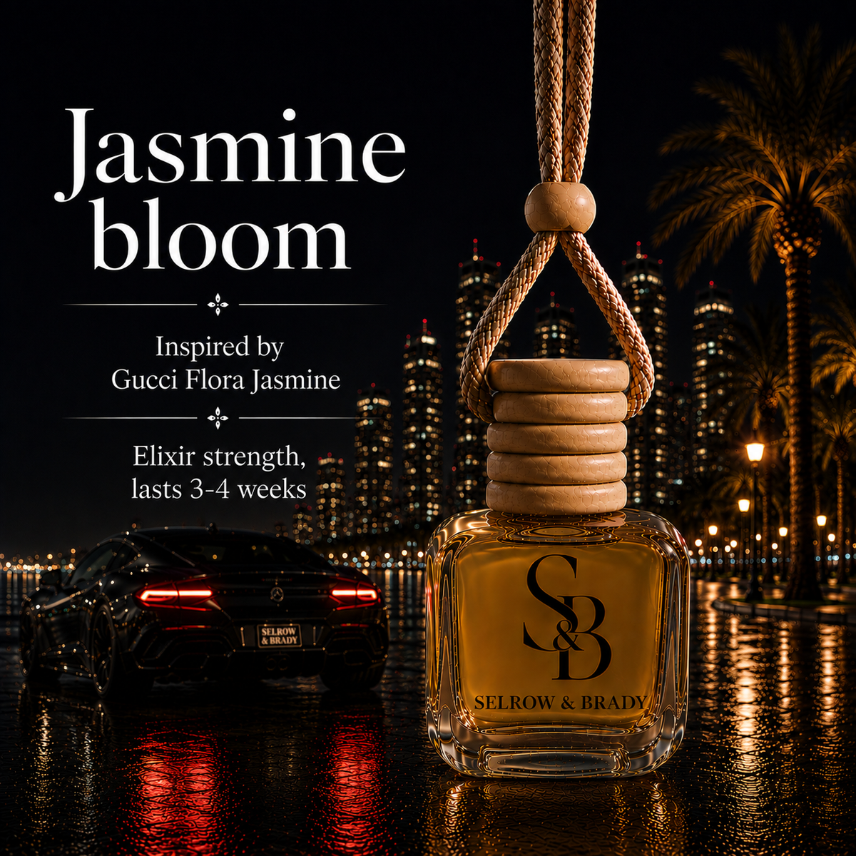 Jasmine Bloom - Inspired Gucci Flora Jasmine - Elixir Strength Luxury Fragrance Hanging Diffuser Car Air freshener